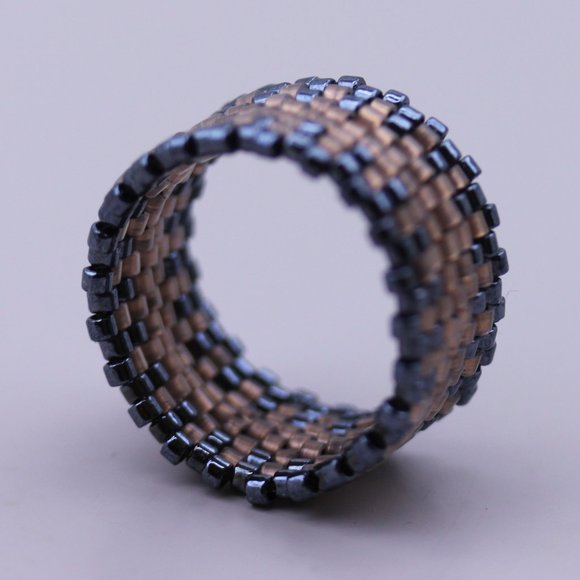 Handwoven Artisan Beaded Rings -  Wide Band Beaded Ring - New - Picture 9 of 14